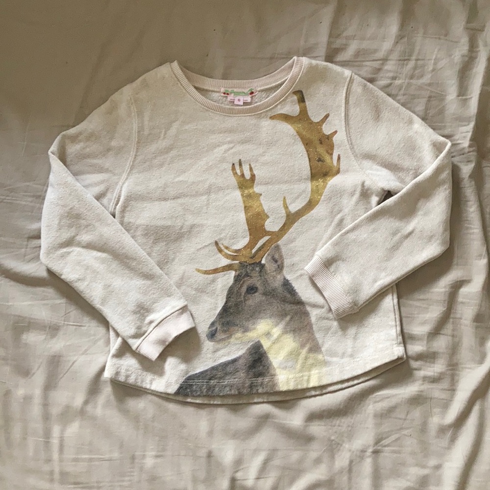 Bonpoint beige deer sweater